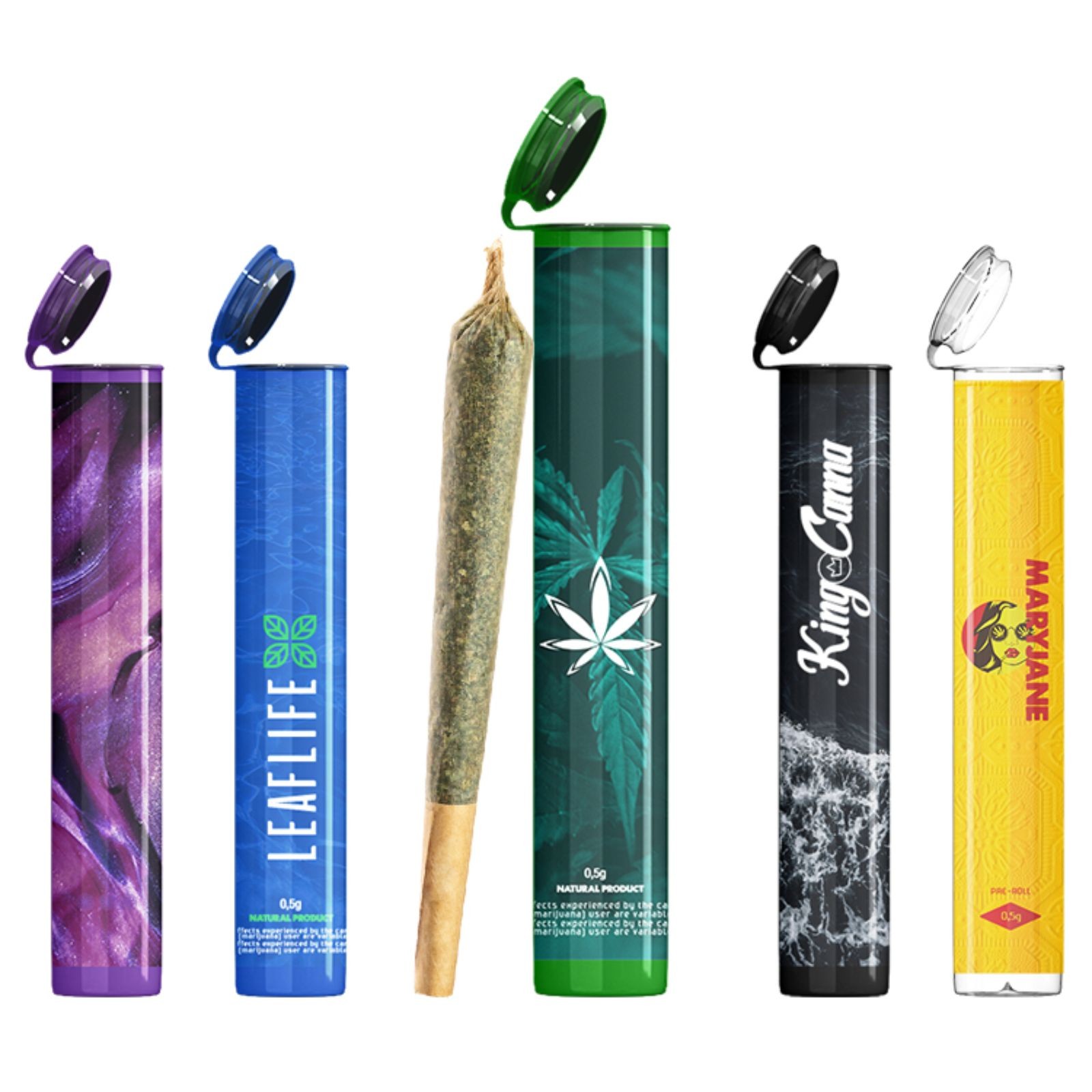 Custom Pre Roll Joint Tube with Sticker / Label Leafly